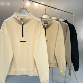 New Men ESSENTIALS Half Zip stand collar Sweatshirt Silica gel Print Logo hoodie Loose Hip hop Unisex streetwear Pullover